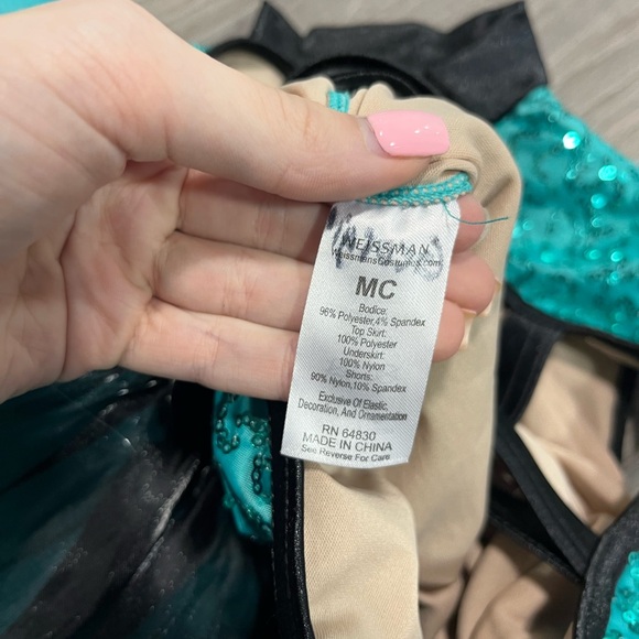 Weissman Teal Sequin Feather Dance Costume - Picture 6 of 6